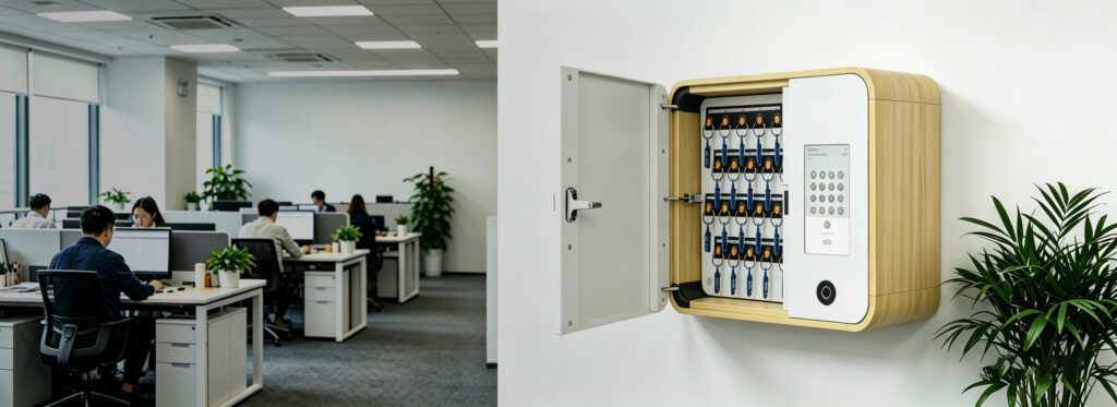 wall‑mount smart key cabinet with touch screen for multi‑factor key access control